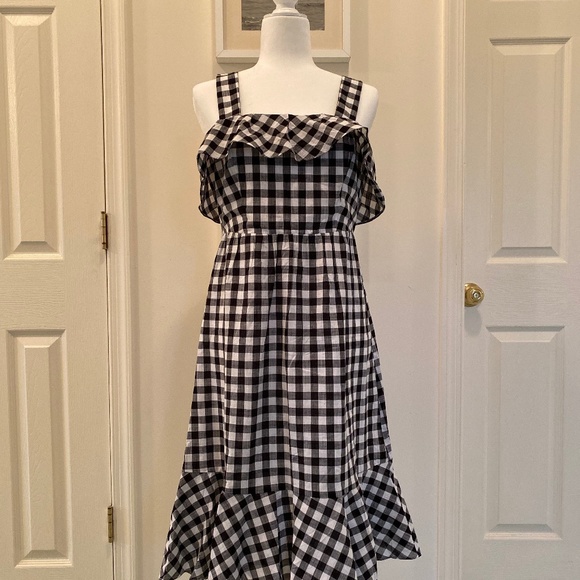 j crew black and white gingham dress